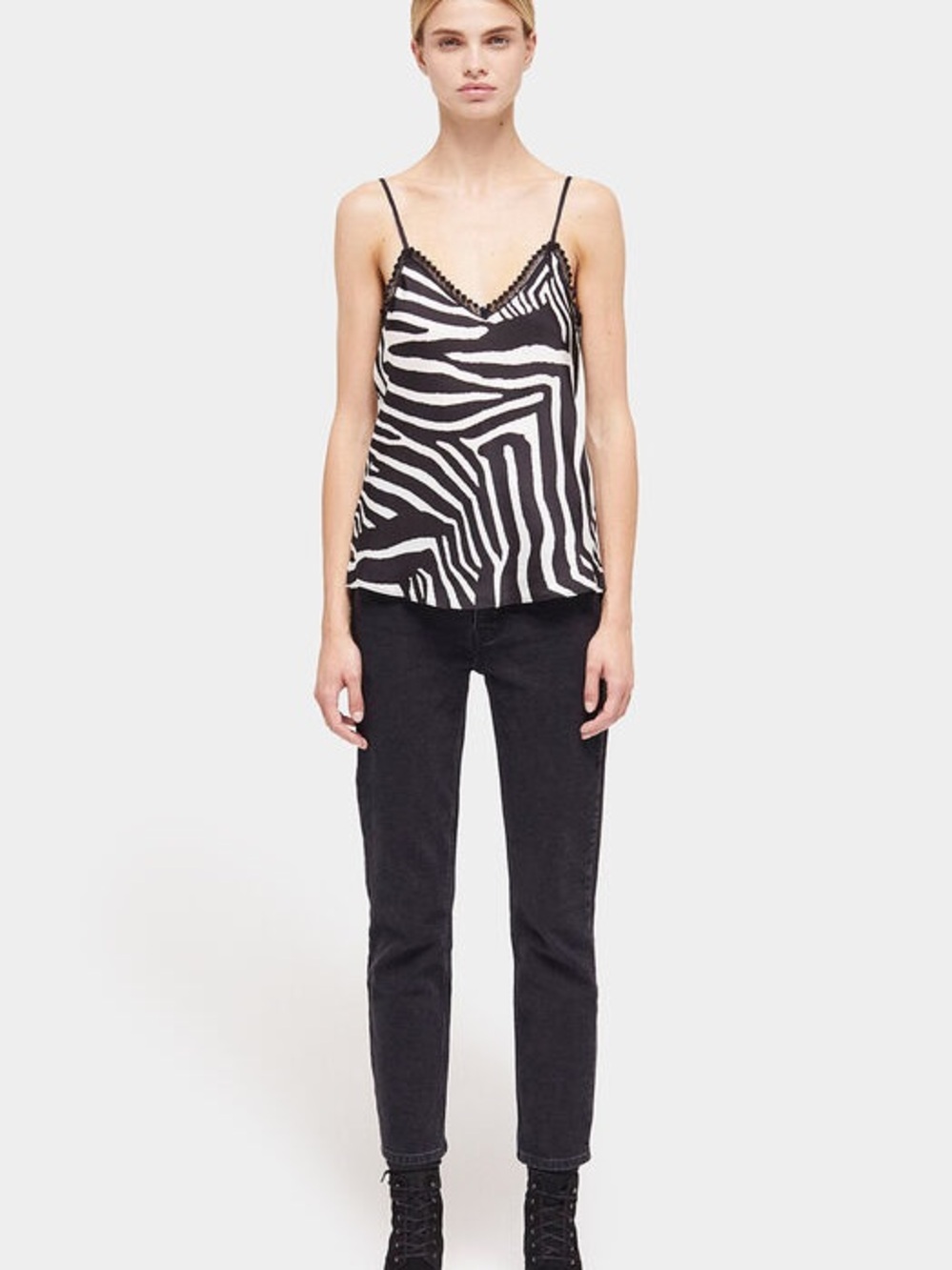 NWT - The Kooples Zebra-print lace-trim viscose cami top - Size 1 or S - Picture 2 of 8